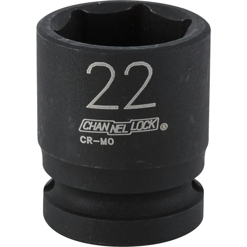 Channellock 315737 1/2 In. Drive 22 mm 6-Point Shallow Metric Impact Socket
