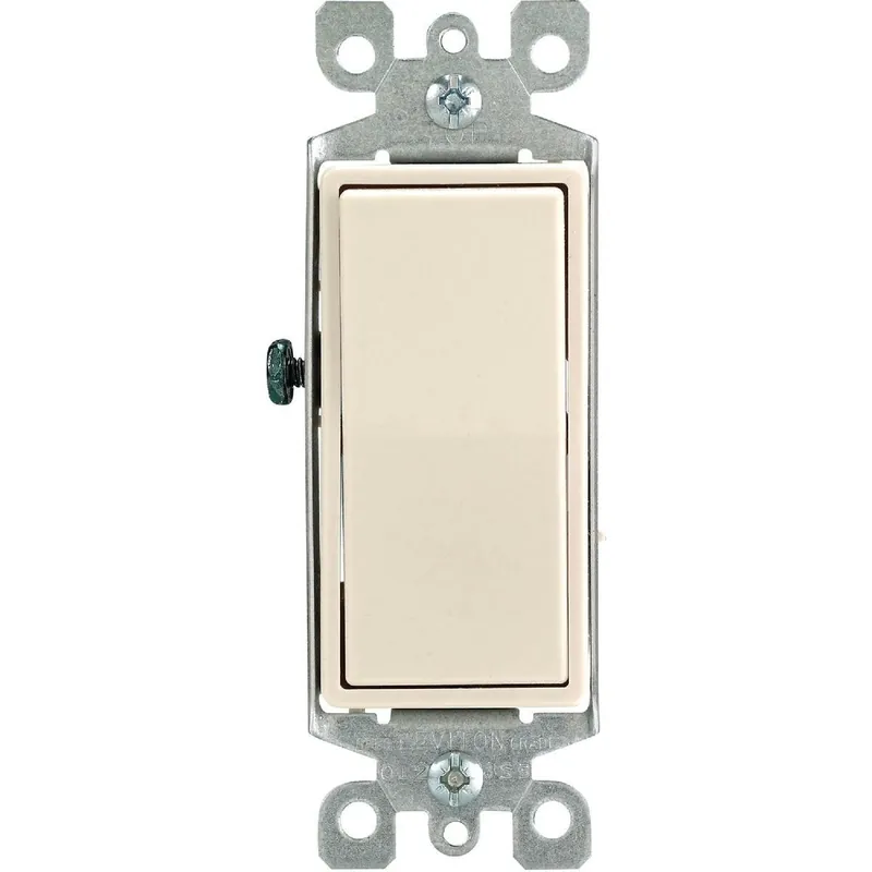 Leviton R08-L5613-2LT Decora Illuminated Rocker Light Almond 15A Grounded 3-Way Switch