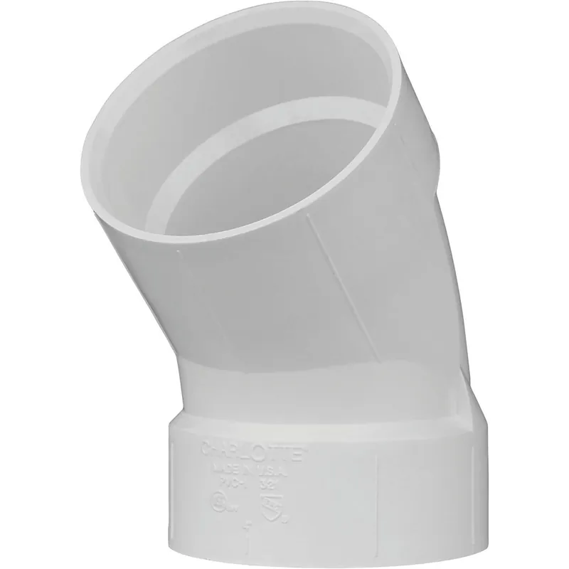 Charlotte Pipe PVC003211400HA Schedule 40 45 Deg. Short Radius DWV PVC Elbow (1/8 Bend)