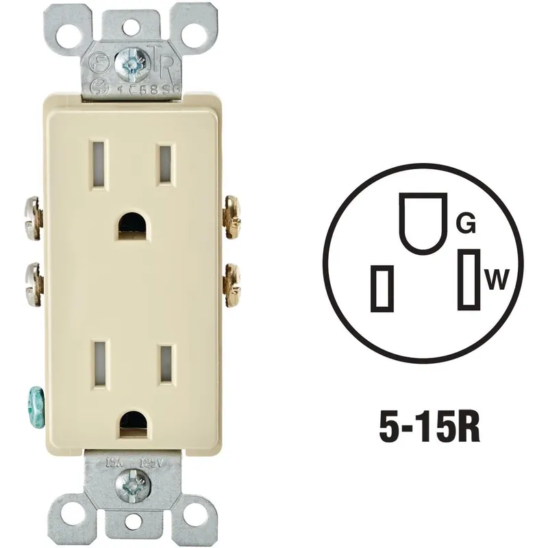 Leviton R58-T5325-0DI Decora 15A Ivory Tamper Resistant 5-15R Duplex Outlet