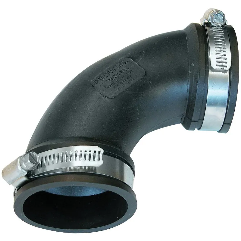Fernco PQL-400 Flexible 4 In. 90 Deg. Flexible Repair PVC Sewer & Drain Elbow (1/4 Bend)