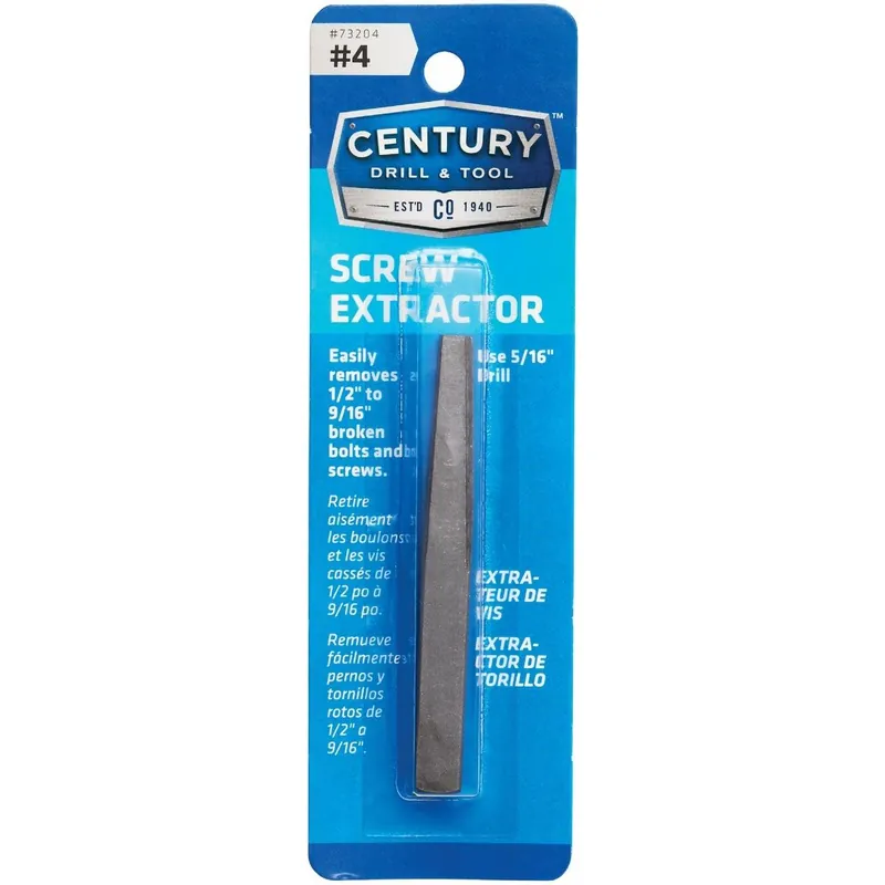 Century Drill Tool 73204 Straight Flute Screw Extractor