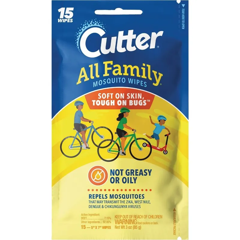 Cutter HG-95838 Insect Repellent Wipes All Family (15-Pack)