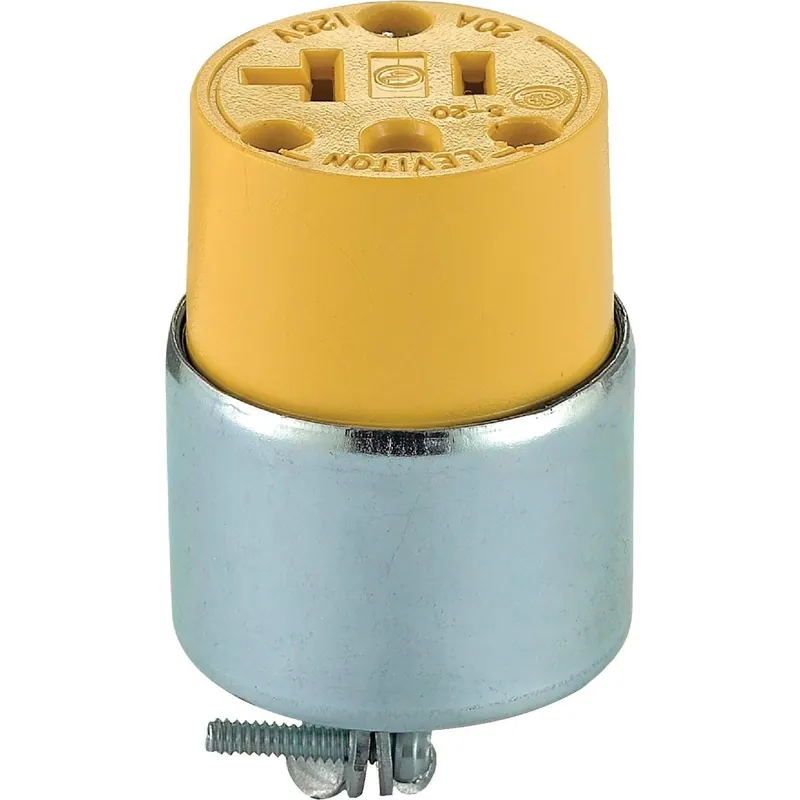 Leviton 000-520CA 20A 125V 3-Wire 2-Pole Armored Cord Connector