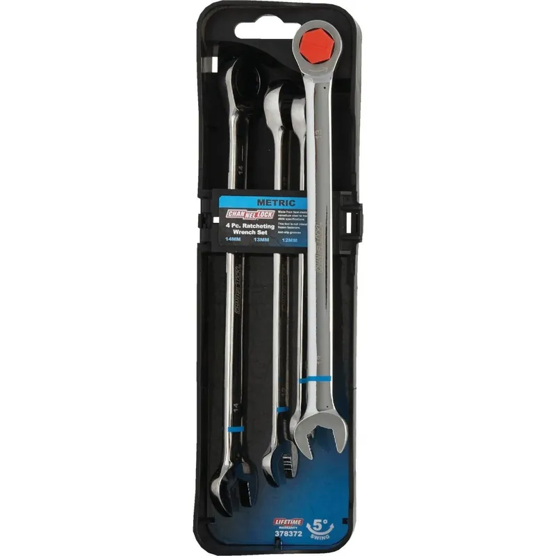 Channellock 378372 Metric 12-Point Ratcheting Combination Wrench Set (4-Piece)