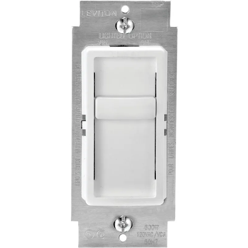 Leviton C22-06672-1LW Decora Incandescent/Halogen/LED/CFL White Slide Dimmer Switch