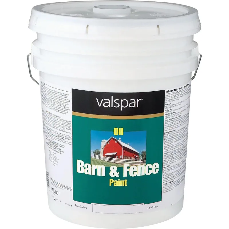 Valspar 018.3145-75.008 Oil Paint & Primer In One Low Sheen Barn & Fence Paint White 5 Gal.