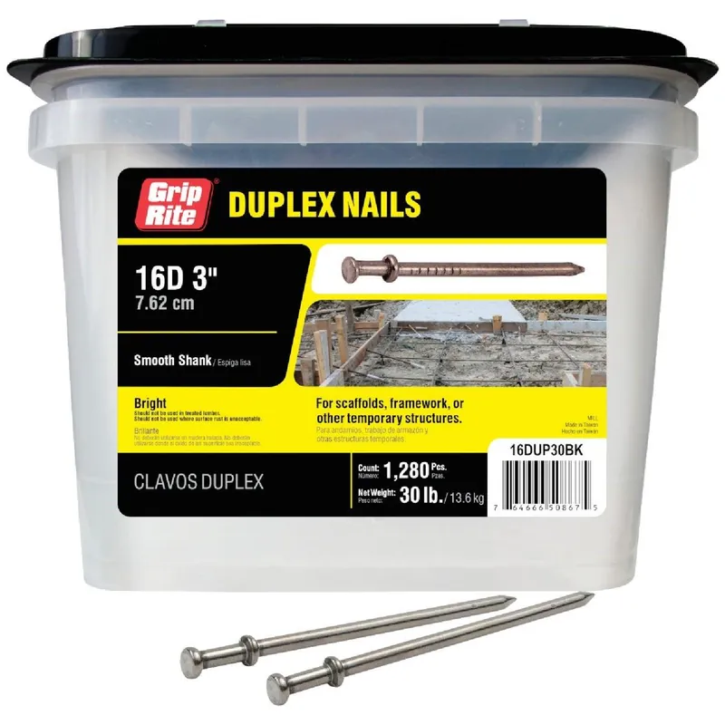Grip-Rite 16DUP30BK 16d x 3 In. Duplex Framing Nails 1280 Ct.