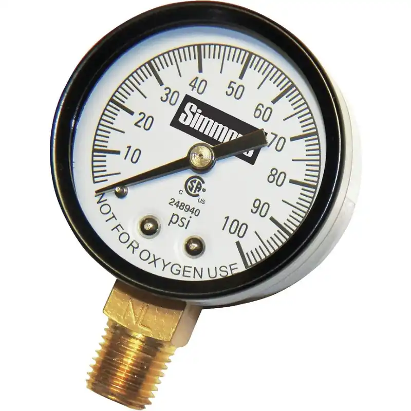 Simmons 1308 1/4 In. MPT Fitting 100 psi Pressure Gauge
