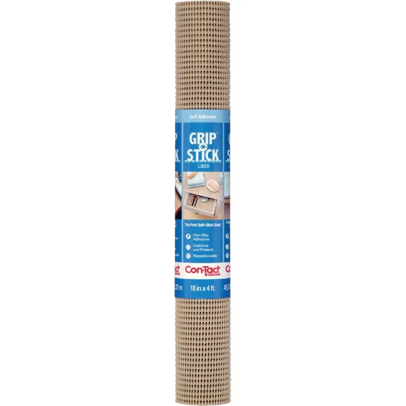 Con-Tact 04F-18C59-06 Grip-N-Stick 18 In. x 4 Ft. Taupe Self-Adhesive Shelf Liner
