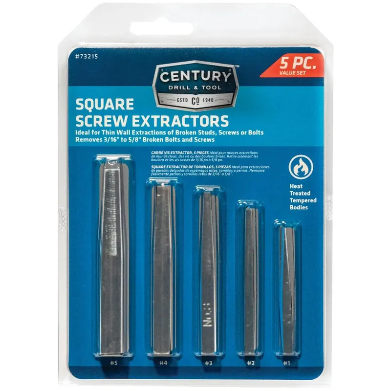 Century Drill Tool 73215 Square Flute Screw Extractor (5-Piece)