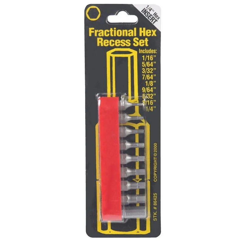 Best Way Tools 86425 9-Piece Hex Fractional Insert Screwdriver Bit Set