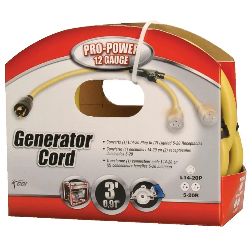 Coleman Cable 19248802 Pro-Power 3 Ft. 12/4 Generator Cord