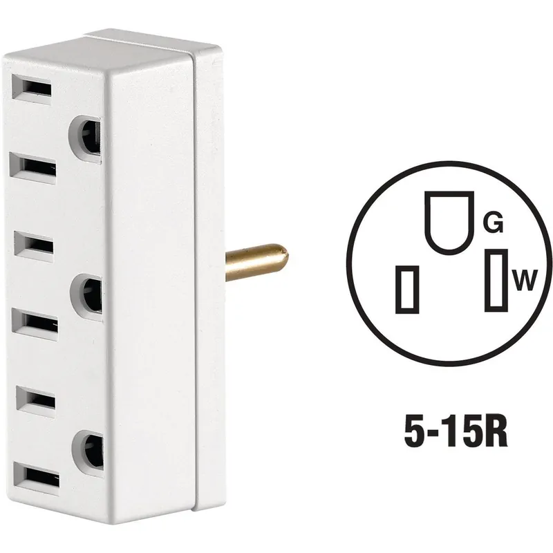 Leviton 008-00697-00W White 15A 3-Outlet Tap