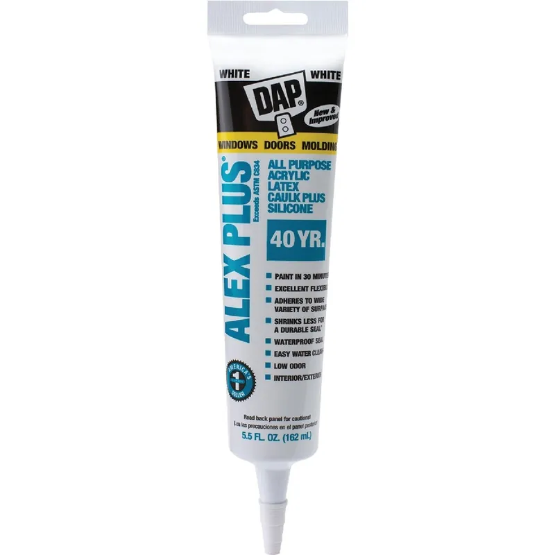 DAP 18128 Dap Alex Plus 5.5 Oz. All Purpose White Siliconized Acrylic Latex Caulk
