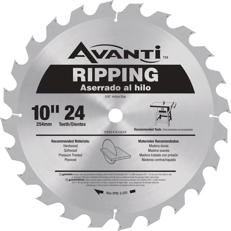 Avanti A1024X 10 In. 24-Tooth Ripping Circular Saw Blade