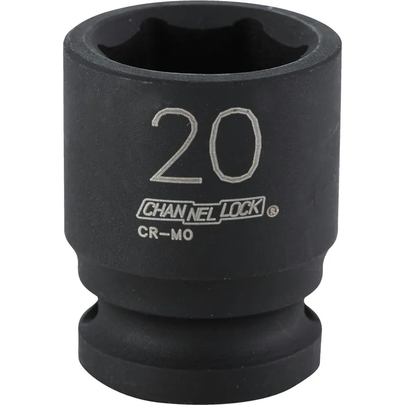 Channellock 302891 1/2 In. Drive 20 mm 6-Point Shallow Metric Impact Socket