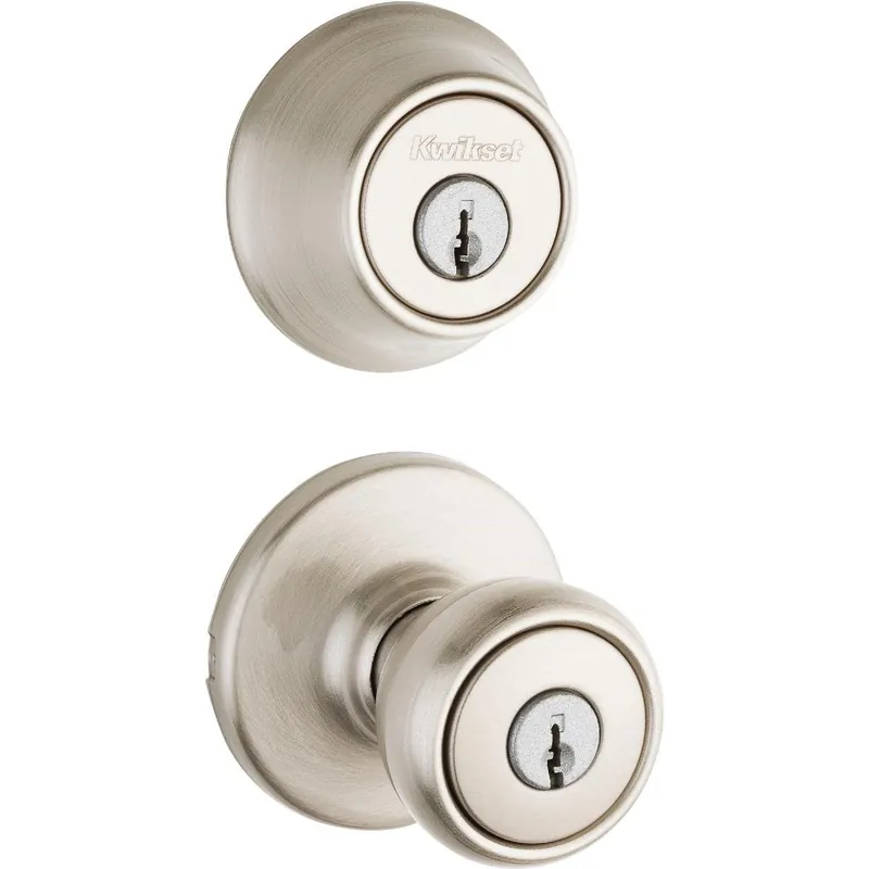 Kwikset 690T15CPK6 satin nickel deadbolt and door knob combo