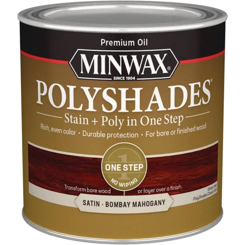 Minwax 213804444 Polyshades 1/2 Pt. Satin Stain & Finish Polyurethane In 1-Step, Bombay Mahogany