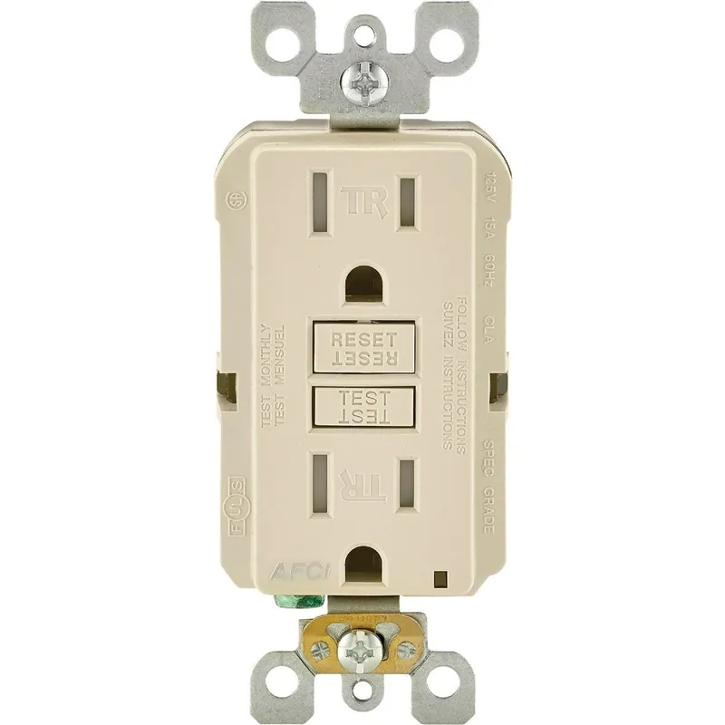 Leviton R36-AFTR1-0KT SmartLockPro 15A Light Almond Arc Fault 5-15R Duplex Outlet