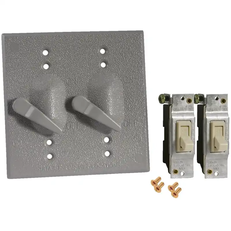 Bell 5124-5 HUB5124-5 2-Toggle Vertical Mount Gray Weatherproof Electrical Cover with Switches
