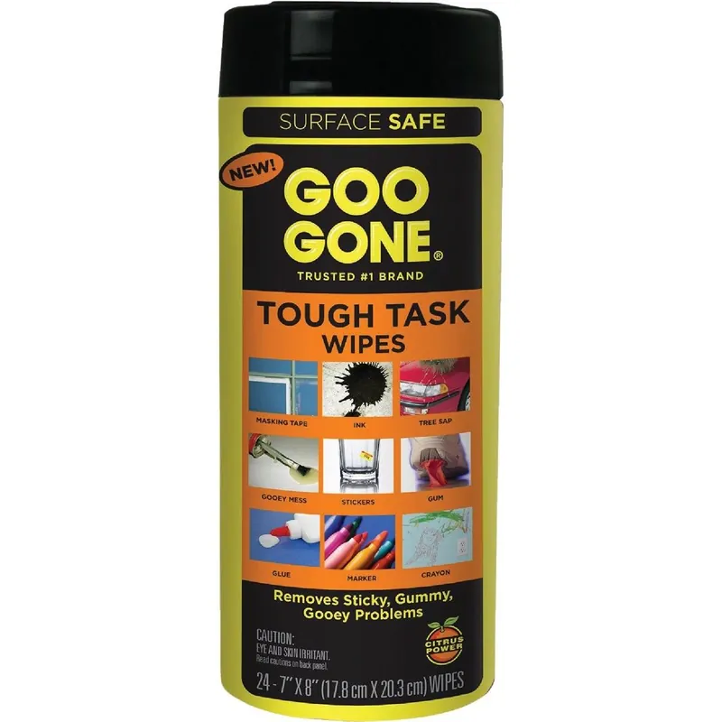 Goo Gone 2000 Tough Task Citrus 3-1/4 In. x 3-1/4 In. Multi-Purpose Wipes (24-Count)