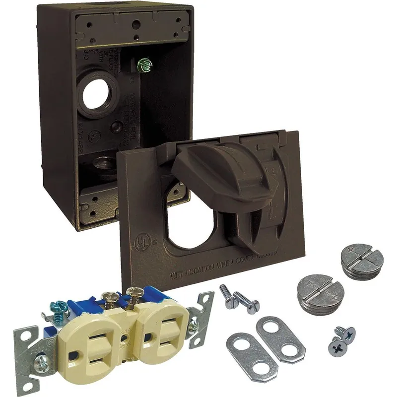 Bell 5839-7WRTR Bronze Horizontal Mount Tamper Resistant Outdoor Outlet Kit