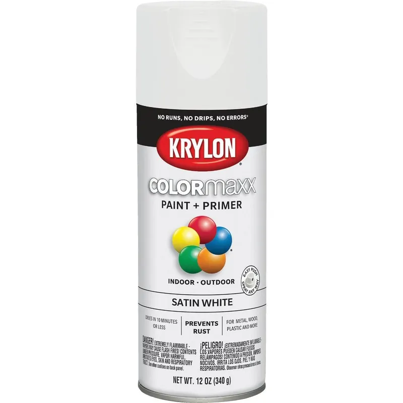 Krylon K05577007 ColorMaxx 12 Oz. Satin Spray Paint White