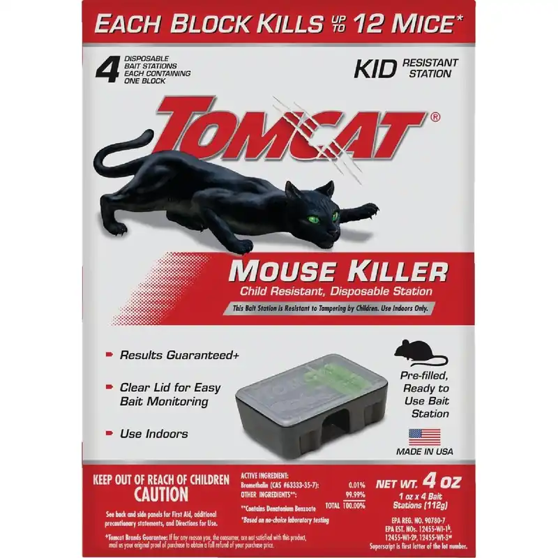 Tomcat 0371610 Mouse Killer II Disposable Mouse Bait Station 4-Pack