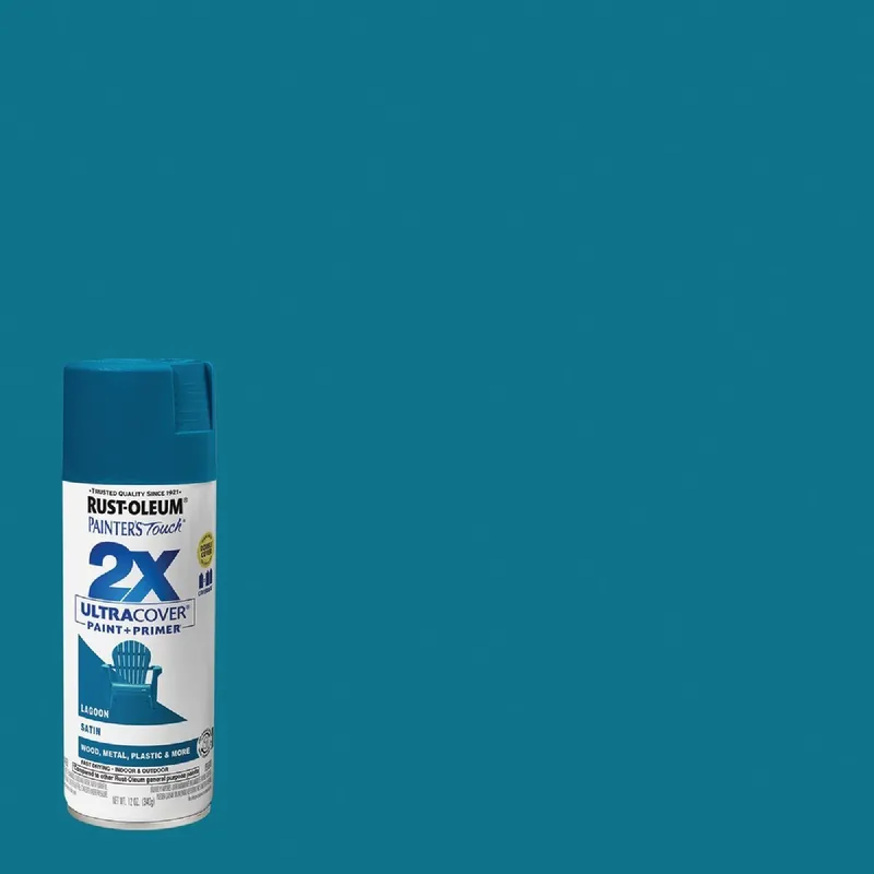 Rust-Oleum 334074 Painter's Touch 2X Ultra Cover 12 Oz. Satin Paint + Primer Spray Paint, Lagoon