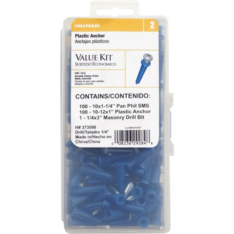 HILLMAN 373506 Pan Phillips Head Blue Plastic Anchor Kit