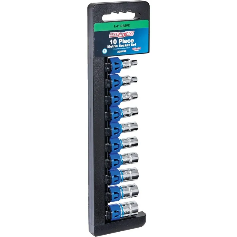 Channellock 328499 Metric 1/4 In. Drive 6-Point Shallow Socket Set (10-Piece)