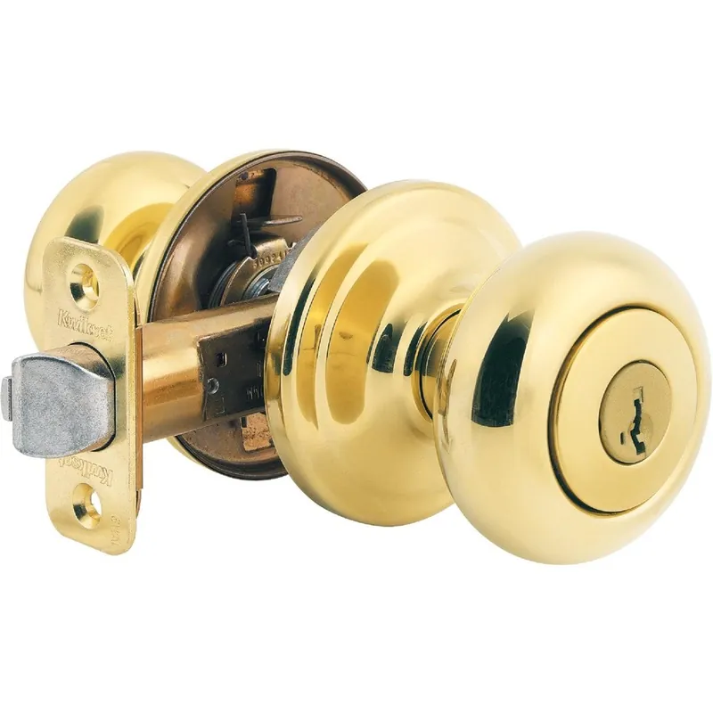 Kwikset 740J3SMTCPK4 Signature Series Polished Brass Juno Entry Door Knob with SmartKey