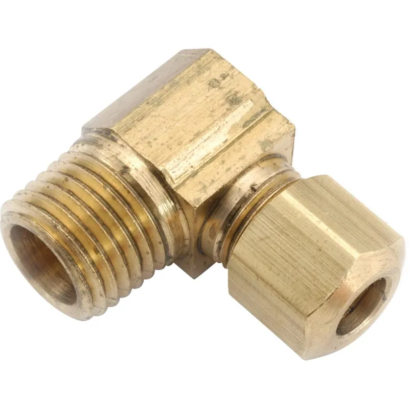Anderson Metals 750069-0608 Male 90 Deg. Compression Brass Elbow (1/4 Bend)