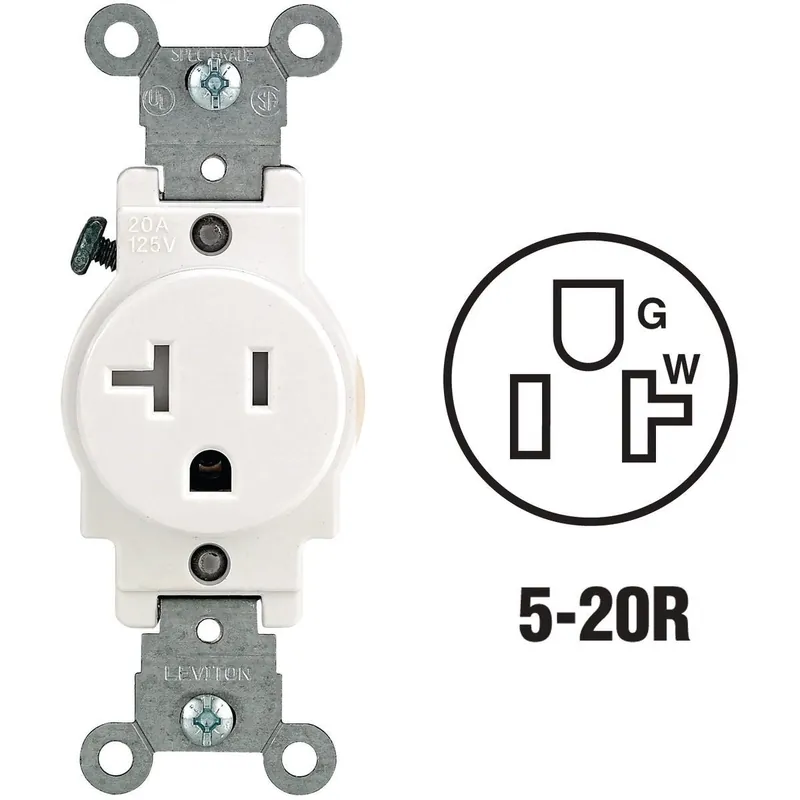 Leviton R52-T5020-0WS Commercial Grade 20A Tamper Resistant Single Outlet