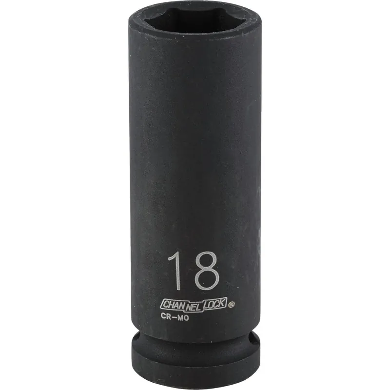 Channellock 302911 1/2 In. Drive 18 mm 6-Point Deep Metric Impact Socket
