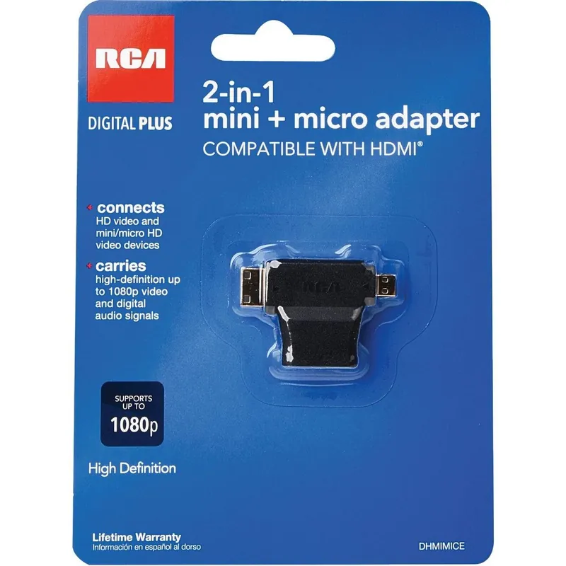RCA DHMIMICE HDMI Female to HDMI Mini/Micro HDMI Adapter