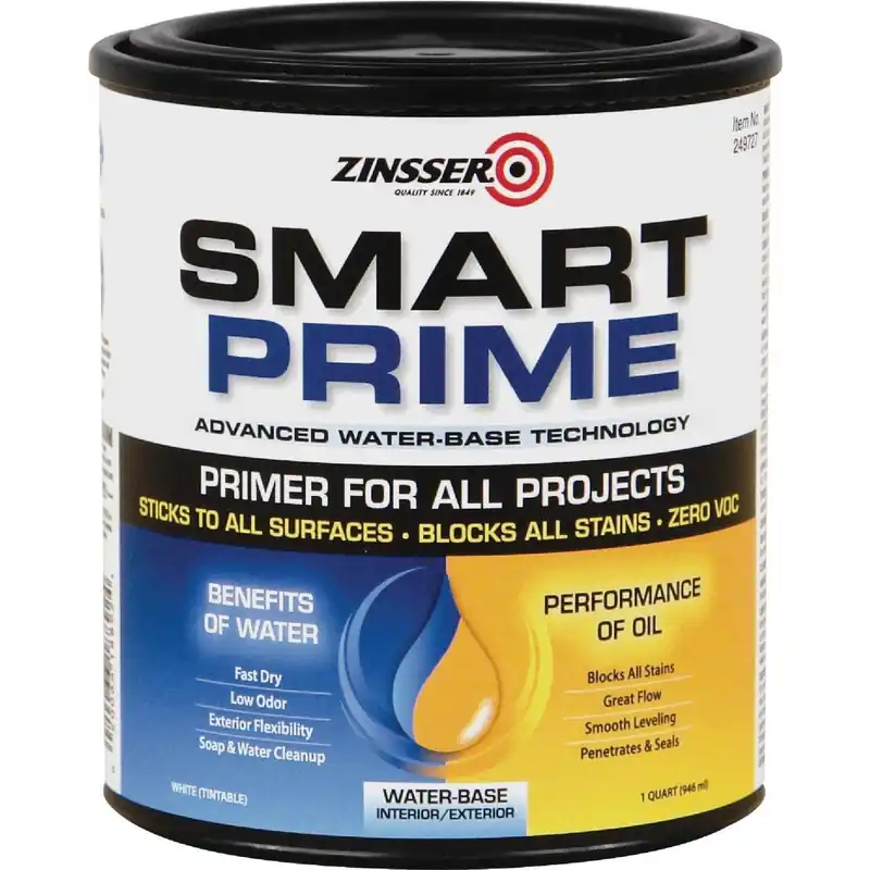Zinsser 249727 Smart Prime Water-Base Interior/Exterior Stain Blocking Primer (1 Qt.)