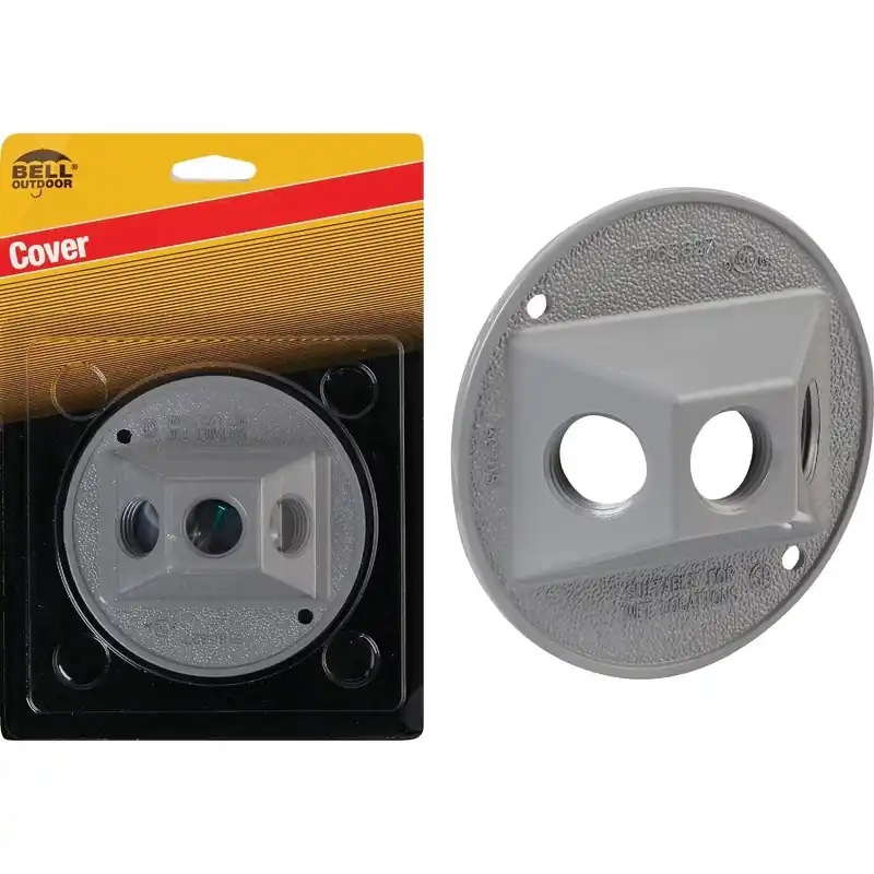Bell 5197-5 3-Outlet Round Zinc Gray Cluster Weatherproof Outdoor Box Cover