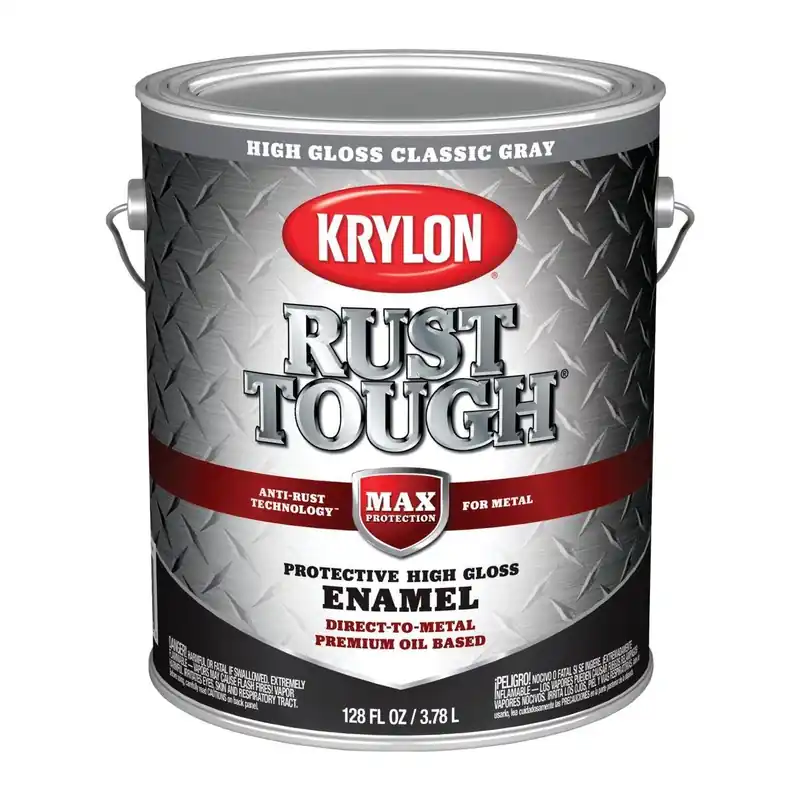 Krylon K09738008 Rust Tough Oil-Based Gloss Rust Control Enamel Gray 1 Gal.