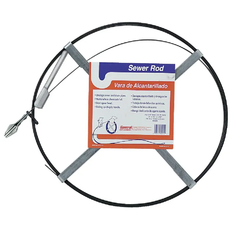 General Wire 25BH 1/2 In. x 1/16 In. x 25 Ft. Spear Carbon Steel Sewer Rod