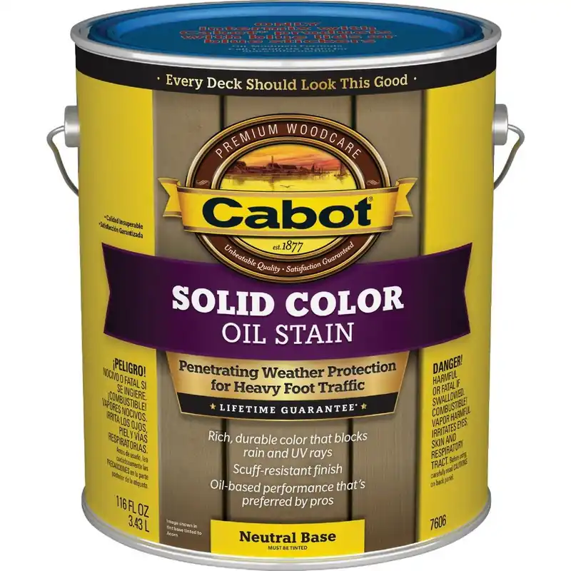 Cabot 140.0007606.007 VOC Solid Color Oil Deck Stain Neutral Base 1 Gal.