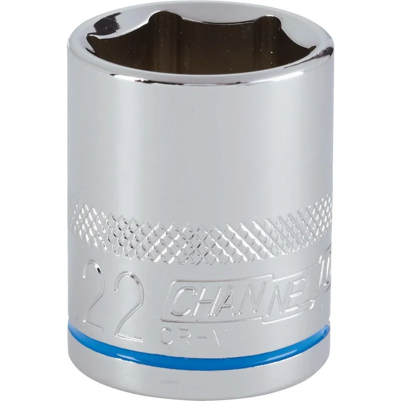 Channellock 302820 1/2 In. Drive 22 mm 6-Point Shallow Metric Socket