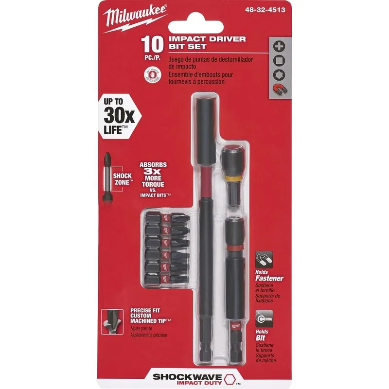 Milwaukee 48-32-4513 SHOCKWAVE Impact Screwdriver Bit Set (10-Piece)