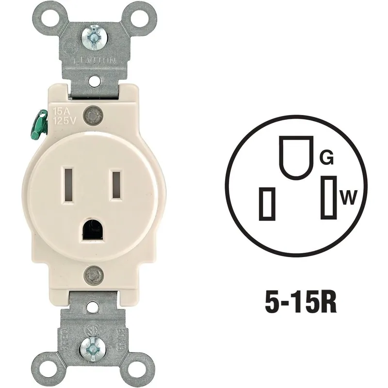 Leviton R56-T5015-0TS 15A Light Almond Commercial Grade 5-20R Tamper Resistant Single Outlet