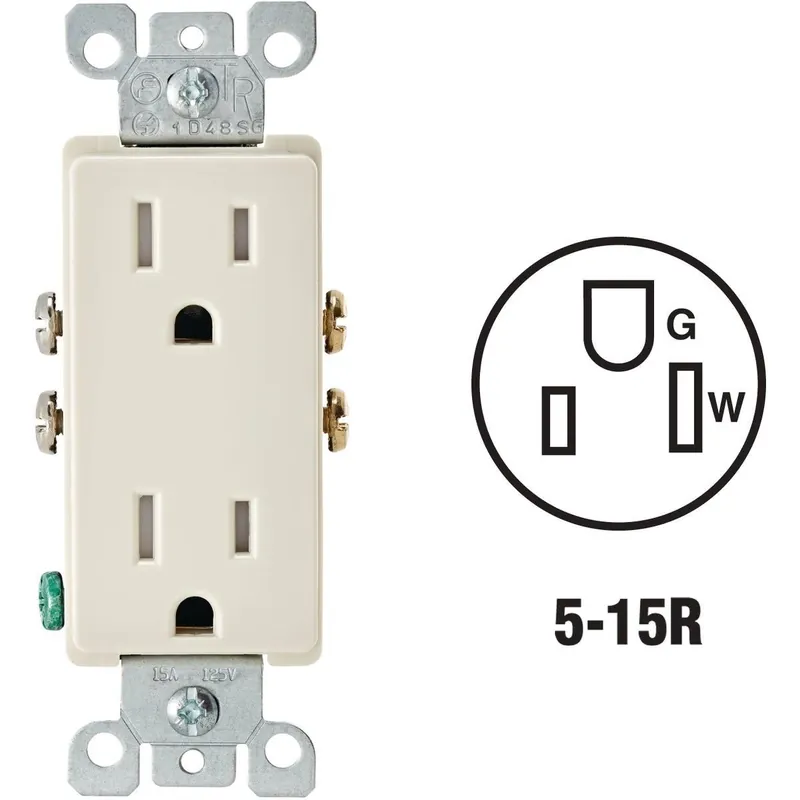 Leviton S04-T5325-00T Decora 15A Light Almond Tamper Resistant 5-15R Duplex Outlet