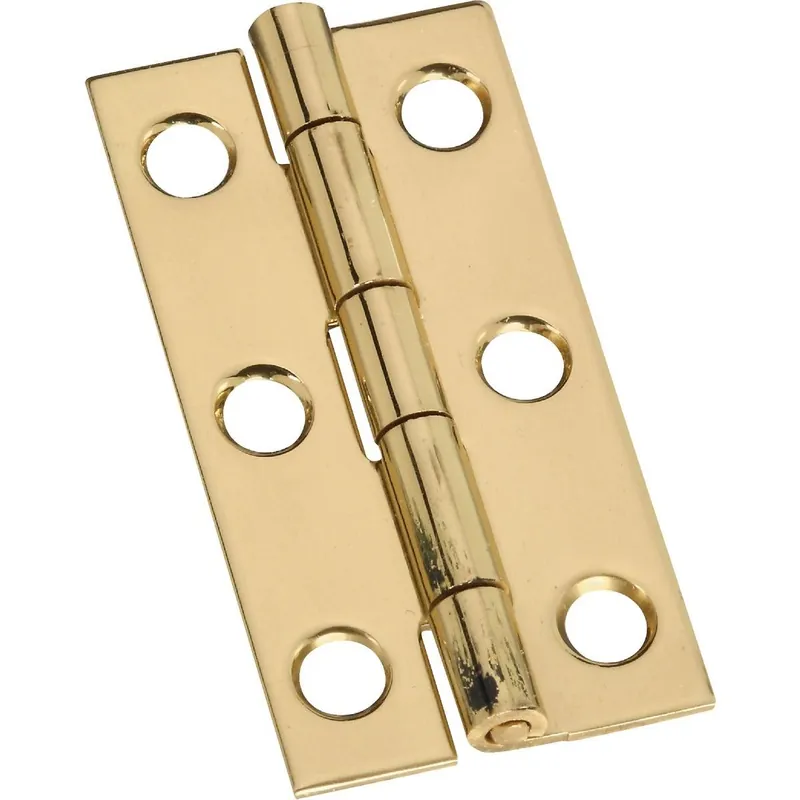 National N211235 1 In. x 2 In. Brass Narrow Decorative Hinge (2-Pack)