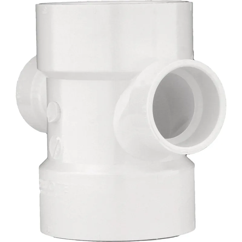Charlotte Pipe PVC004291200HA 3 In. X 2 In. Reducing Double Sanitary PVC Tee