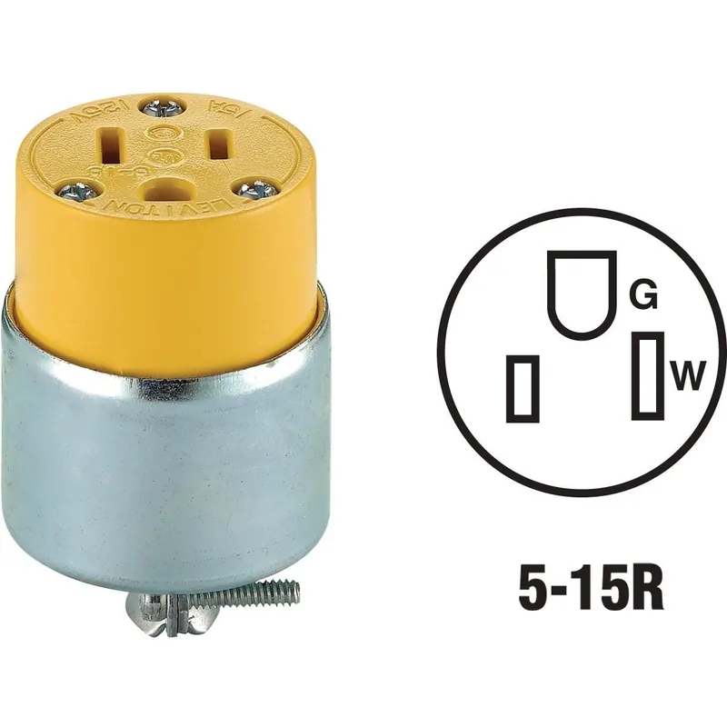 Leviton 000-515CA 15A 125V 3-Wire 2-Pole Armored Cord Connector