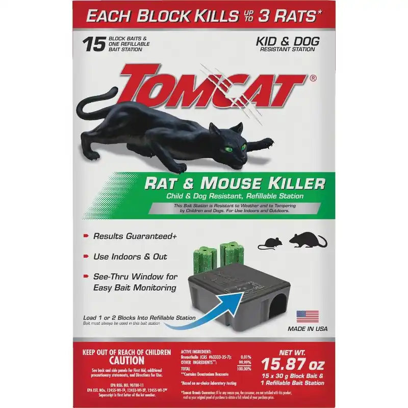 Tomcat 0370910 Rat Killer II Refillable Rat Bait Station (15-Refill)